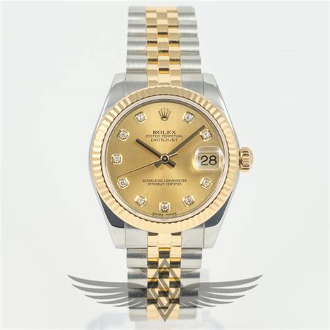 Rolex Datejust 31 Champagne Diamond Dial, Steel & Gold, 178273